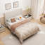 Lit tapissier à tête de lit haute, cadre de lit grand, support à 12 lattes, beige, tissu chenille facile à assembler, aucun sommier requis-134643567-134643569