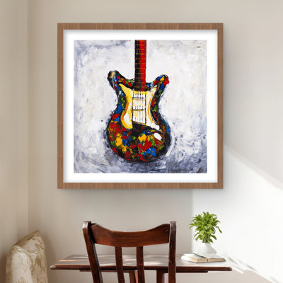 Guitare colorée - reproduction matte encadrée pour la décoration intérieure