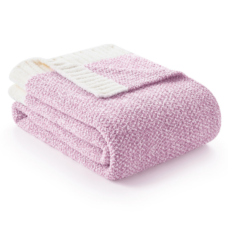  Jeté tricoté réversible Heather Knit, L 80 po x l 60 po , Lilas