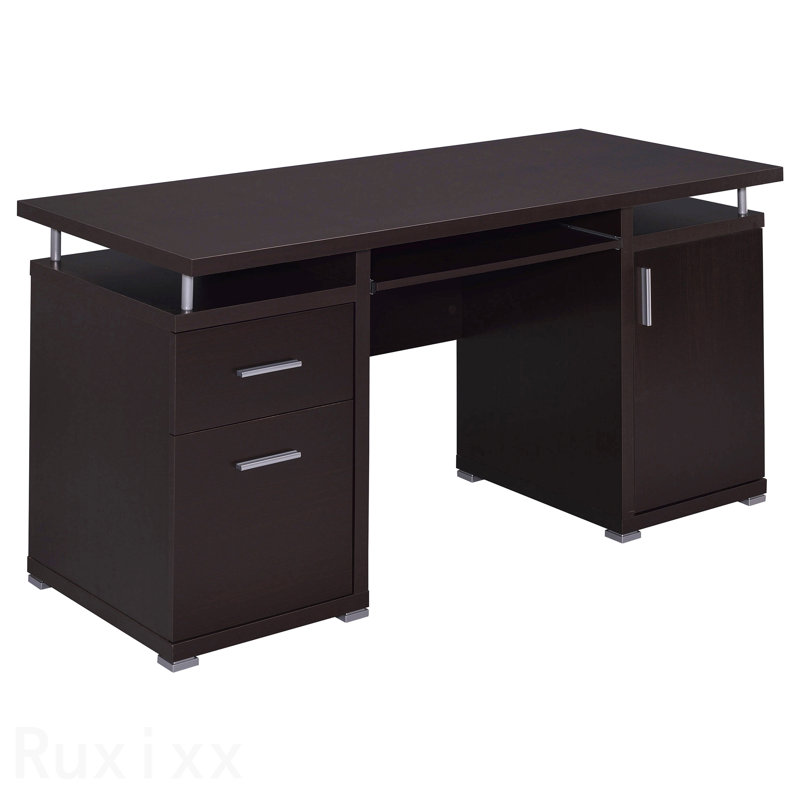 Cappuccino Office Computer Desk, 2-Drawer