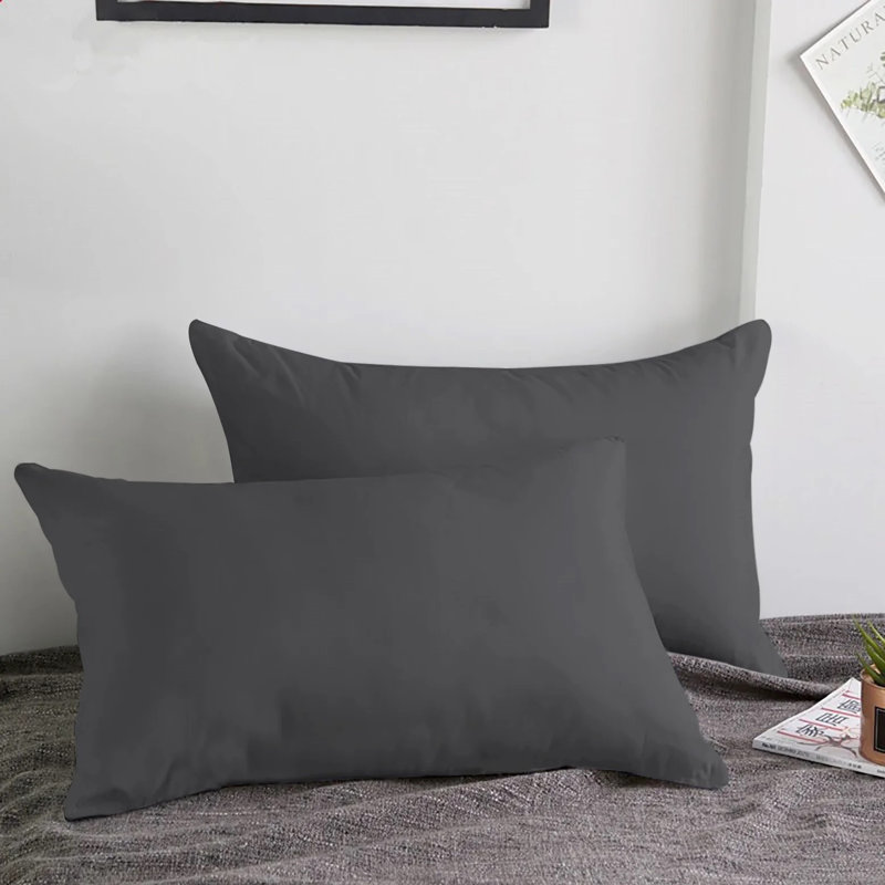 Set of 2 Super Soft Microfiber Pillow Covers - Breathable, Easy Care, Ultra Soft Microfiber Fabric, Charcoal