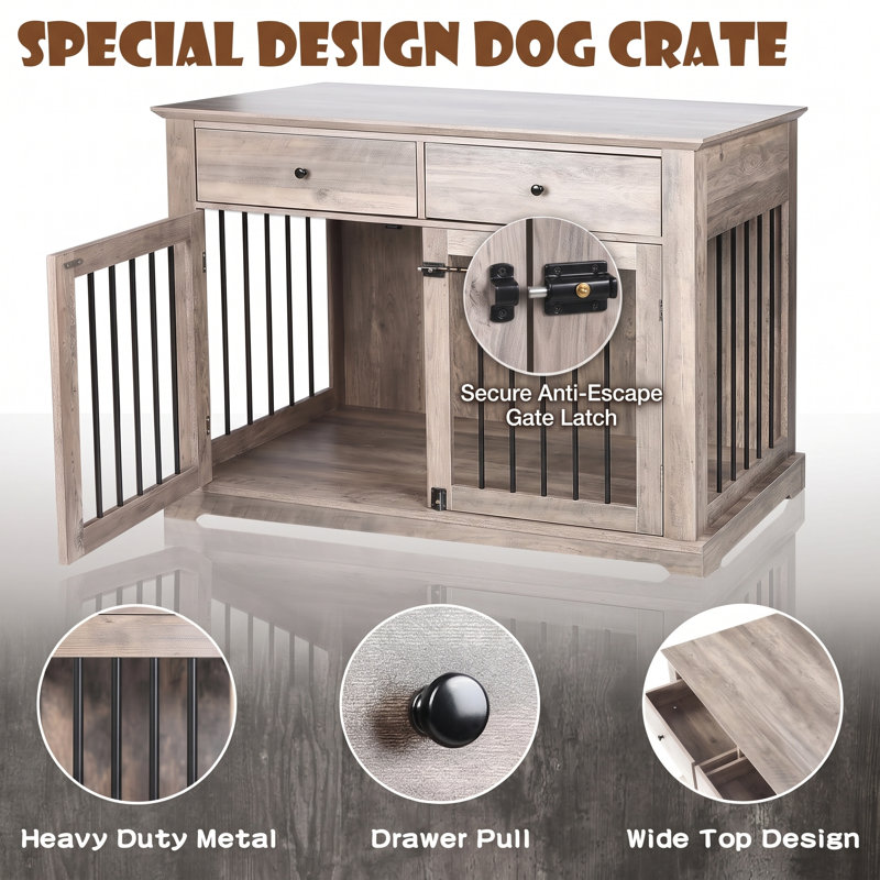 Meuble de caisse pour chien Cranbrook, Gris