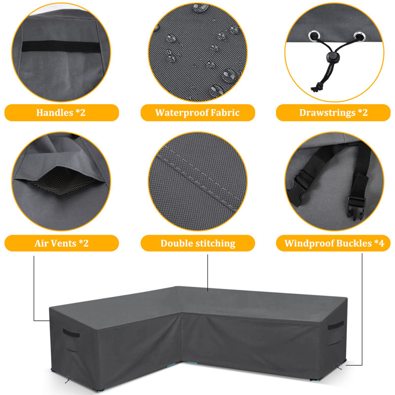 Waterproof Patio Sectional Sofa Cover, 31" H x 104" W x 83" D