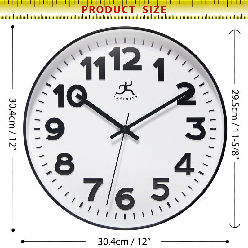 Orbit Wall Clock, Black, 12"