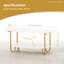 Table basse moderne à 2 niveaux en faux marbre avec structure en métal Hommoo-132677325-132677327