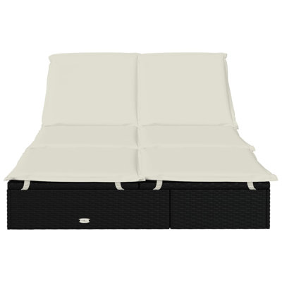 2-Person Sunbed With Cushions Poly Rattan by Latitude Run 2-Person Sunbed With Cushions Poly Rattan by Latitude Run