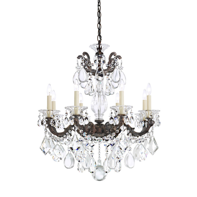 La Scala 8 - Light Glass Chandelier, Antique Silver, Handcut Clear