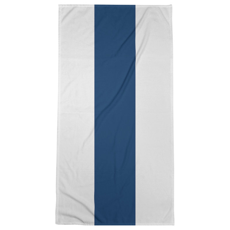Cotton Blend Lightweight Beach Towel, White/Navy Blue