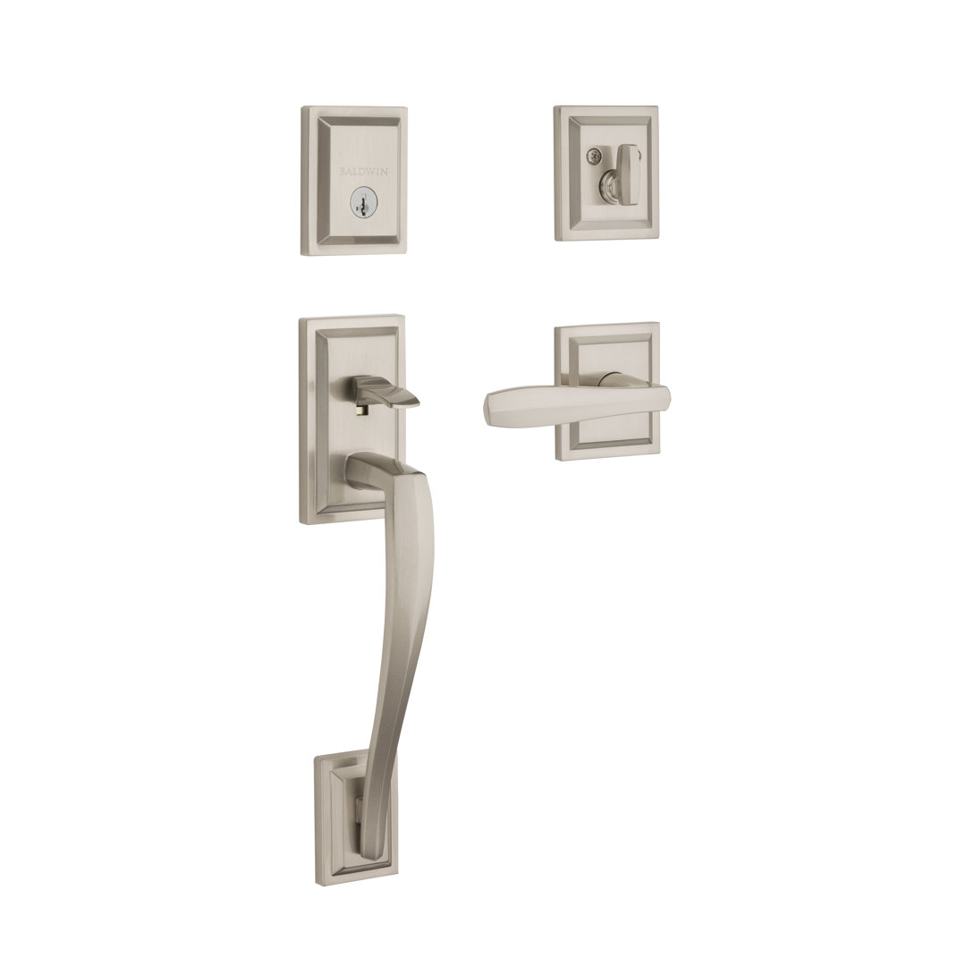 Prestige Torrey Pines Handleset with Single Cylinder Deadbolt and Torrey Door Lever and Torrey Rosette Baldwin 