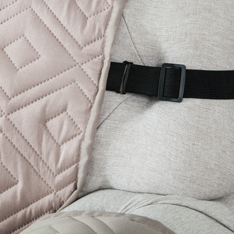Reversible Waterproof Sofa Cover – Quilted Anti-Slip Couch Protector with Adjustable Strap, Beige & Cream