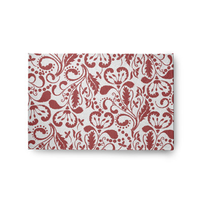 Tapis d'intérieur / extérieur en chenille tissé à la machine Bavita - rouge / blanc