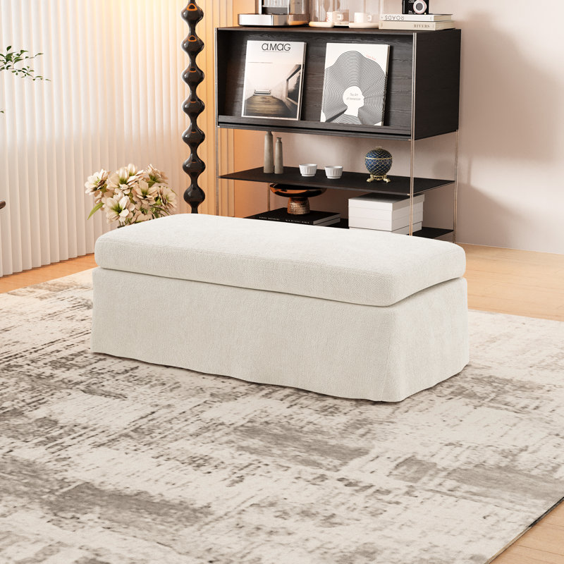 Repose-pieds en chenille l 46 po sans espace de rangement, Beige