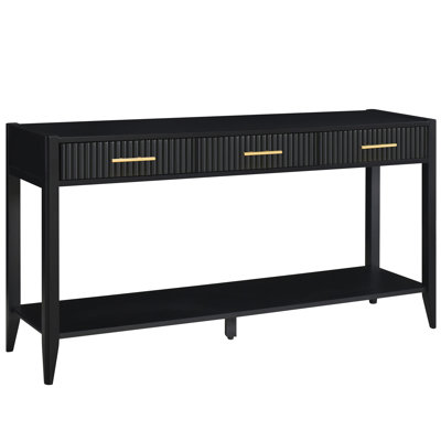 Ustyle Vertical Stripe Drawer Console Table. Made, Long Legs. Fits Living Room, Entryway. Navy Blue Finish Entryway Table With Finish. Drawers, . Stable Hallway