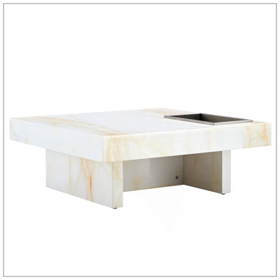 A Modern And Practical Coffee Table With Imitation Marble Patterns, Made Of MDF Material. The Fusion Of Elegance And Natural Fashion 31.4"* 31.4"* 12 "