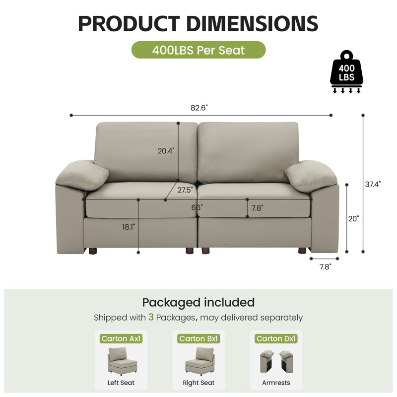 Canapé modulaire moderne avec repose-pieds en cuir de polyuréthane Marybelle Marybelle, Beige