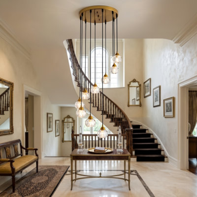 Lustre moderne à 10 lumières de 16 po avec accents en cristal Flitwick