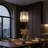 Modern Single Dimmable Matte Black Chandelier, Over Kitchen Island Hanging Water Ripple Glass Square Pendant Lighting  Fixtures For Kitchen Dining Room Hallway Foyer