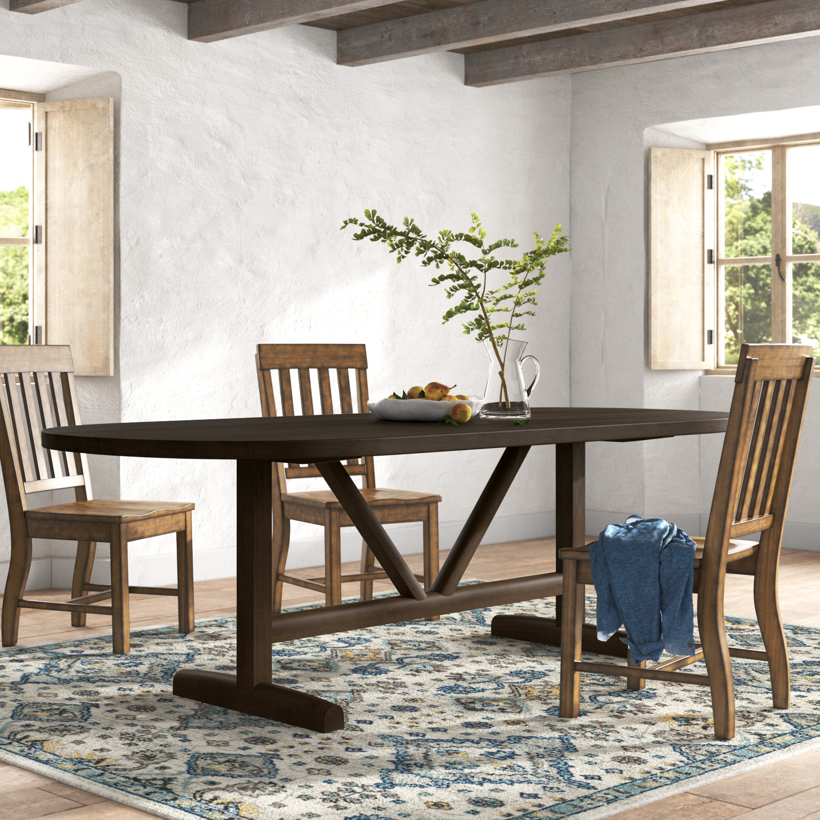 Rune 94 " Mango Dining Table, 42" W  x 84" L, Dark Brown