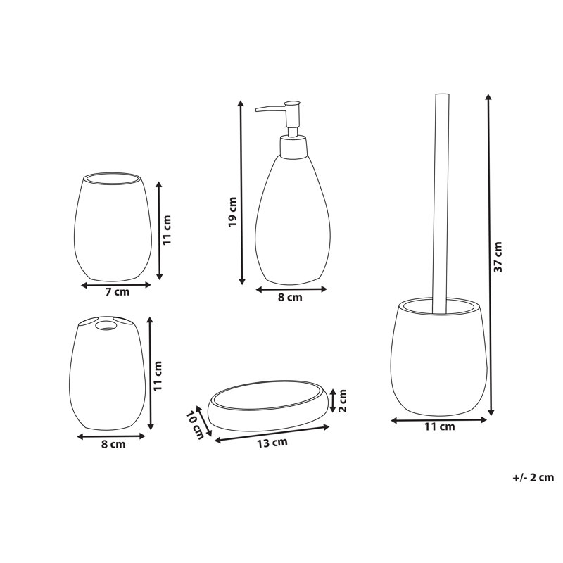 5-Piece Bathroom Accessories Set YARAPA, Beige