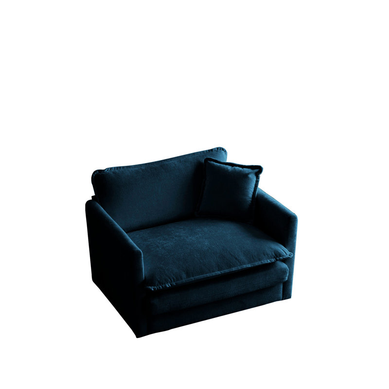 Siège de salon en tissu chenille bleu