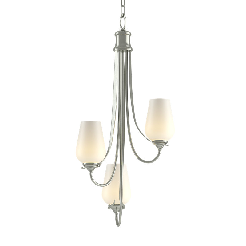 Flora 3 - Light Shaded Classic / Traditional Chandelier, Opal, Sterling