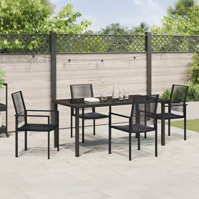 5 Piece Garden Dining Set Black PVC
