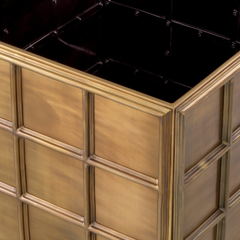 Grid Handmade Metal Planter, Vintage Brass, 28.15" H x 31.1" W x 31.1" D