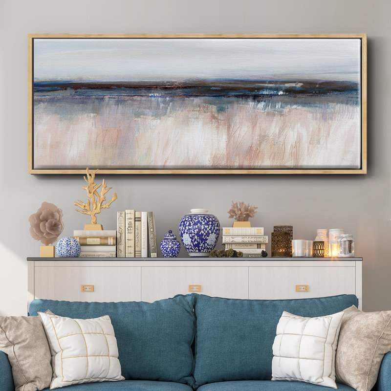 Tide at Dawn- Framed Canvas, 12" H x 30" W