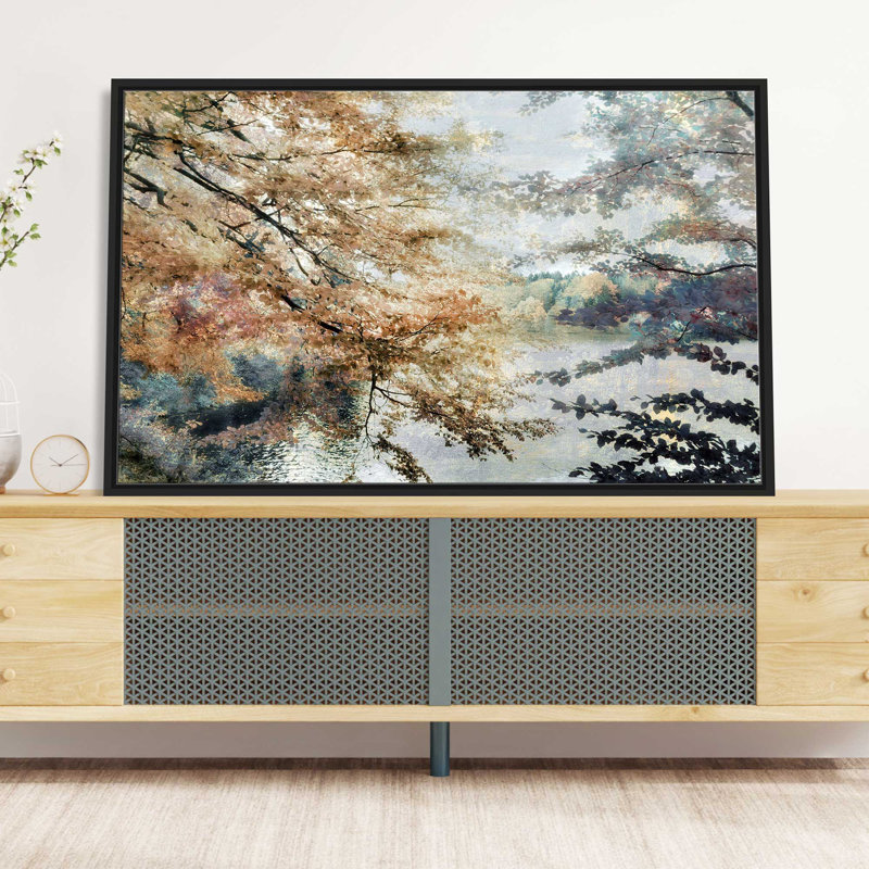 «Spring Talking» par Irene Weisz - Peinture, L 63,5 po x H 39,5 po, Cadre noir