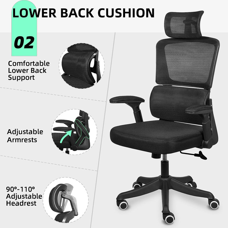 Chaise de bureau en filet, Noir