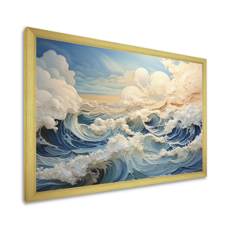 «Clouds Celestial Landscape II», impression d'art mural, H 16 po x l 32 po x P 1 po, Encadrement doré
