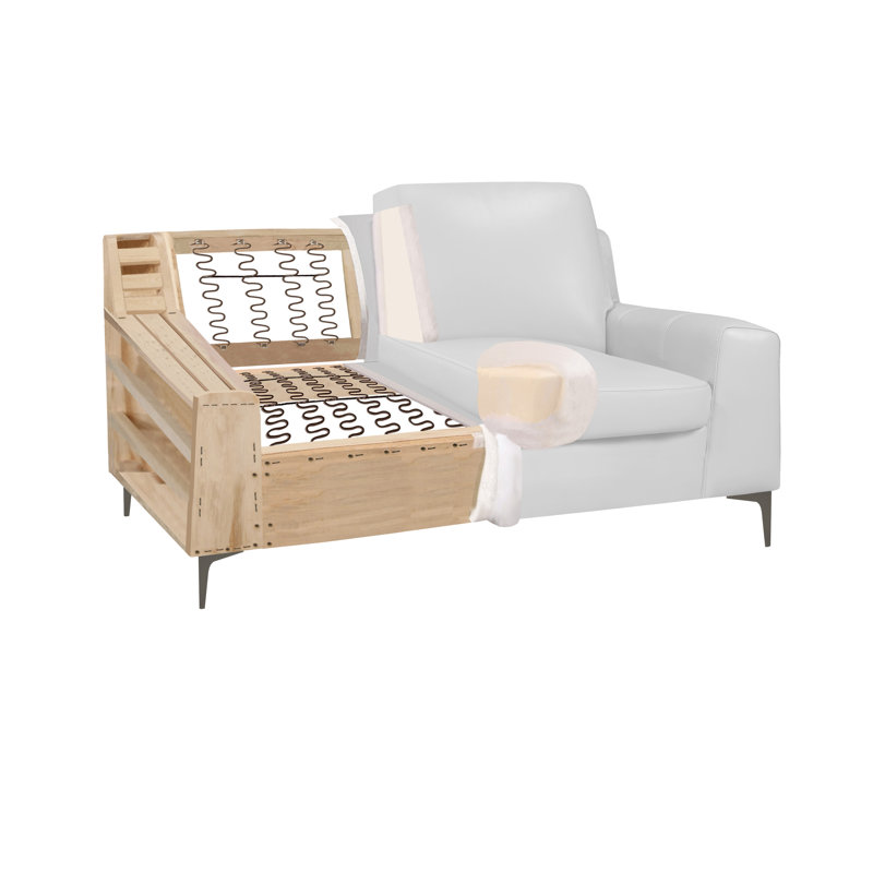 Causeuse Bijon, Cuir véritable gris clair