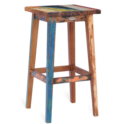 Masham Teak Solid Wood Counter Stool with Solid Wood Frame