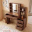 Bureau de maquillage avec 5 tiroirs, tablettes de rangement et station de charge-181788207