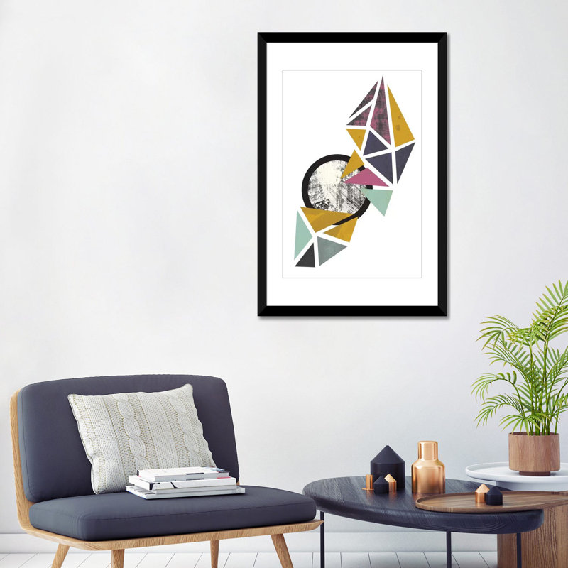 « color triangles », impression sur toile tendue, Papier d'art encadré noir, Blanc, H 32 po x l 24 po x P 1 po