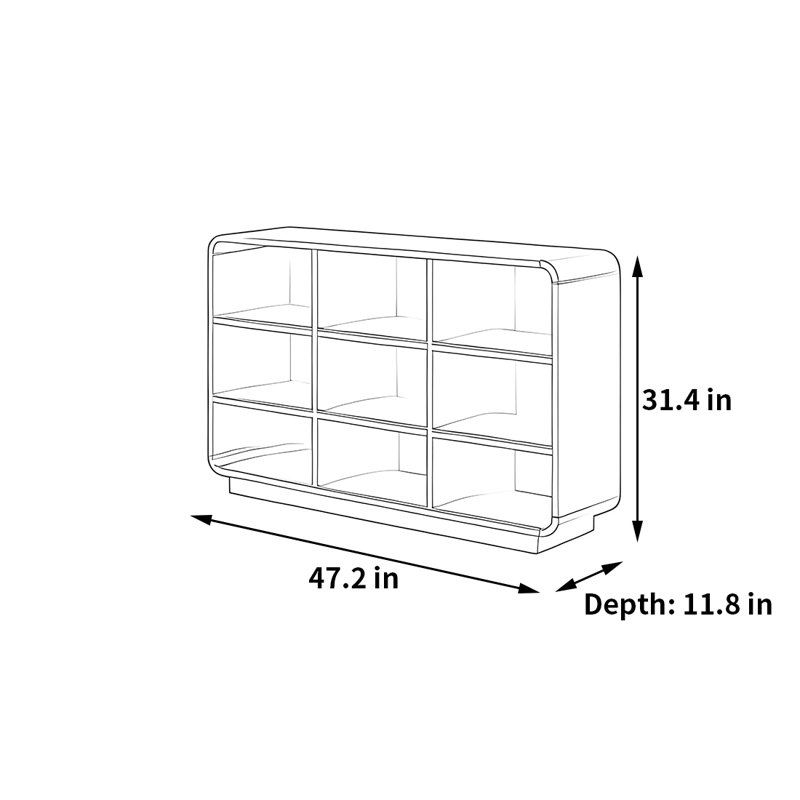 Bibliothèque classique et élégante, (3 tablettes) H 31,4 po x l 47,2 po x P 11,8 po