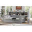 Lit de jour simple en bois avec tablettes de rangement, lit multifonctionnel avec deux tiroirs de rangement et bureau d'étude, gris-1720629968