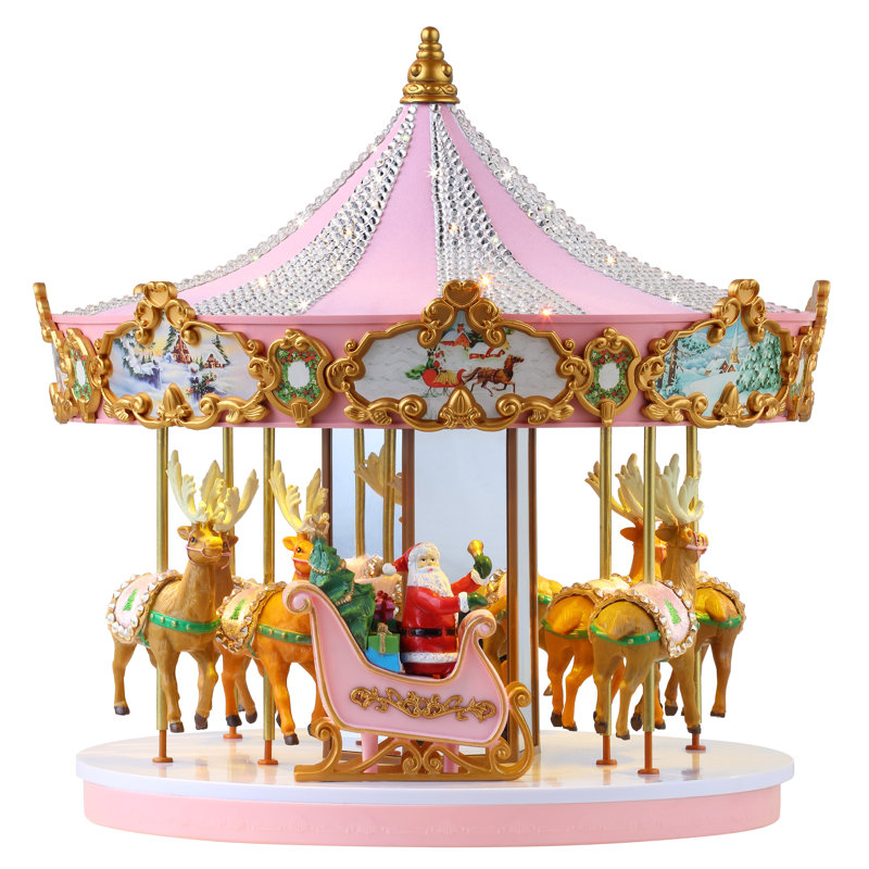 Carrousel en cristal rose 12 po