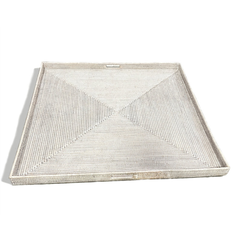 Rattan Tray, White Wash, 2" H x 36" W x 36" D
