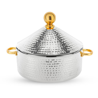 ROYALFORD Monarch Cornetto Hot Pot, 4L - Stainless Steel Round Chafing Dish