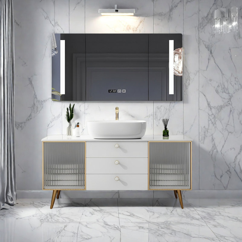Modern smart mirror cabinet bathroom cabinet, 38.97" H x 51.18" W x 19.68" D