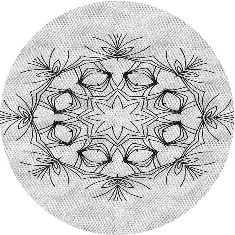 Tapis blanc/noir à motifs, Rond 3 pi