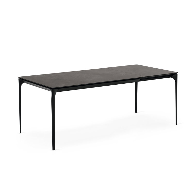 Silhouette Table with Extendable Rectangular Top and Metal Legs, Oxide Black