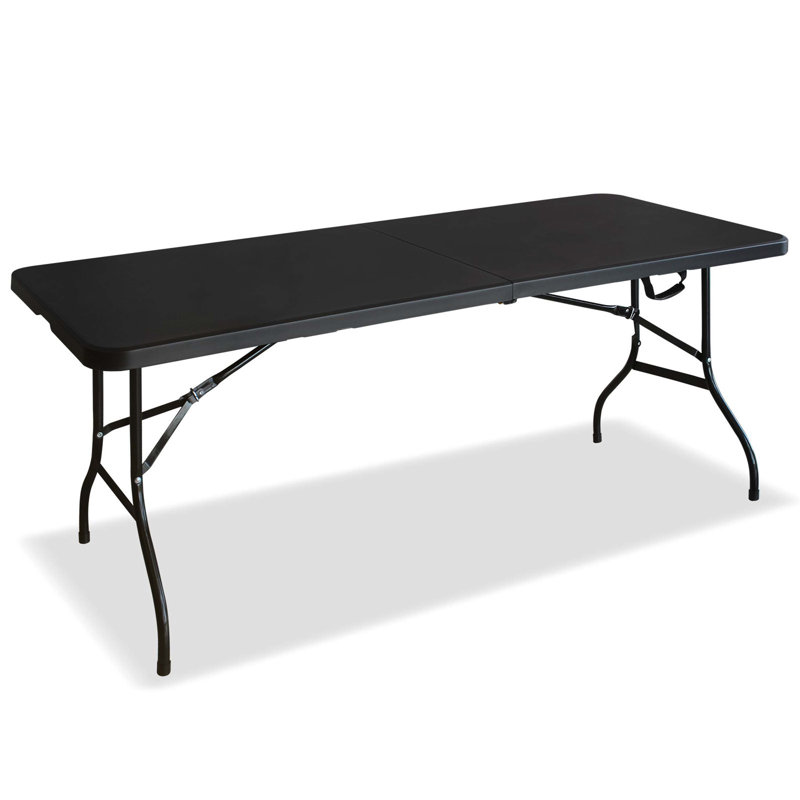 Table pliante extérieure multifonctionnelle noire de 6 pi, idéale pour les pique-niques, les jeux et les fêtes
