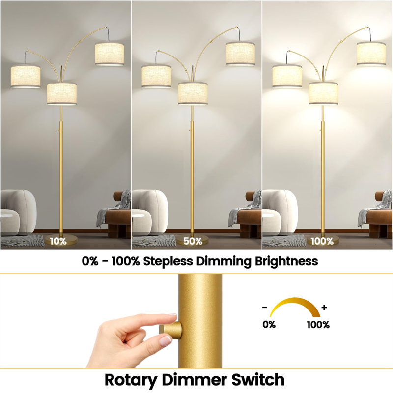 Derlin 80'' Traditional Floor Lamp, Gold, Beige