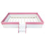 Structure de lit simple avec clôture rembourrée et escalier en blanc rose, fabriquée en éponge, 10 lattes, taille à installation rapide, conception confortable, facile à construire