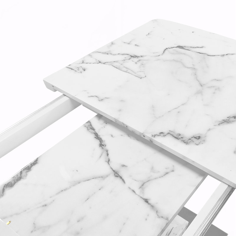 Table de salle à manger moderne, Blanc, Blanc