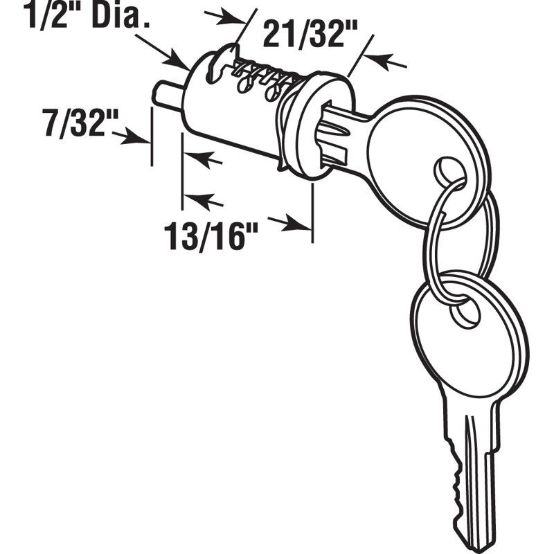 1 in. Wafer Type Sliding Diecast Door Cylinder Lock (Single Pack)