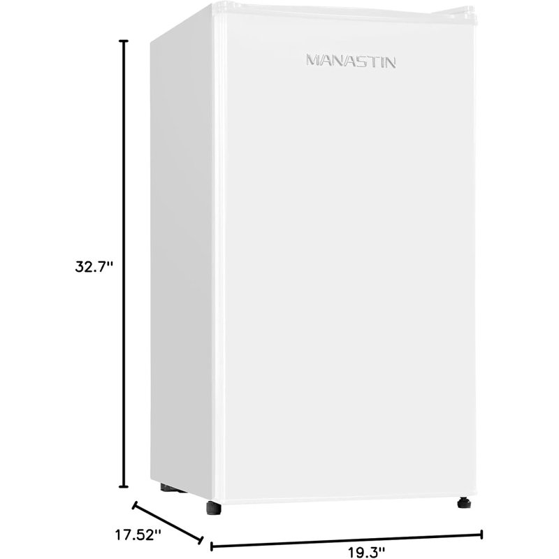 Mini réfrigérateur compact à économie d'énergie avec porte réversible 3,2 pi³ Manastin, Blanc