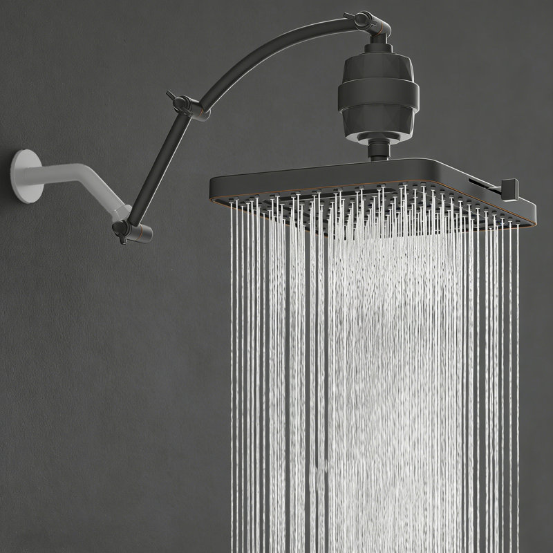 Rain Filtered Shower Head, 13'' High Pressure Rainfall,5 Modes Showerhead, With 16" Shower Head Extension Arm